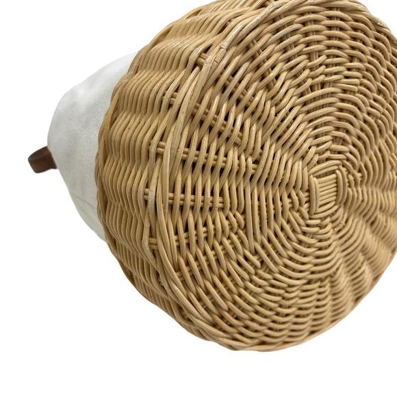 Prada Wicker Bucket Drawstring Handbag White - Picture 3 of 11